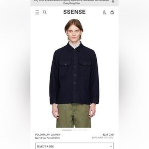 Ralph Laurent NWOT Overshirt Medium Navy